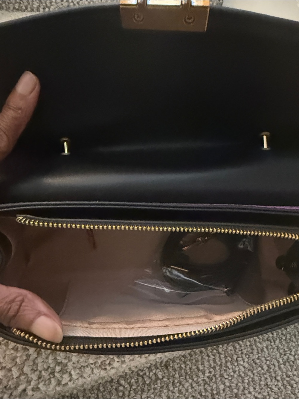 Purple Textured Snake Kin Top-Handle Bag - Picture 6 of 7
